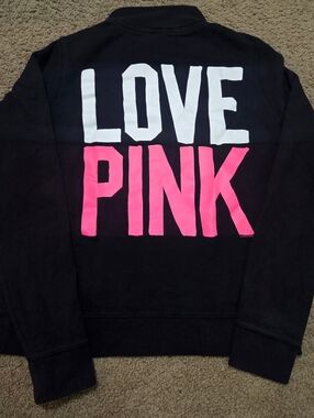 PINK Victoria's Secret Large Vintage Half Zip Spellout Sweatshirt